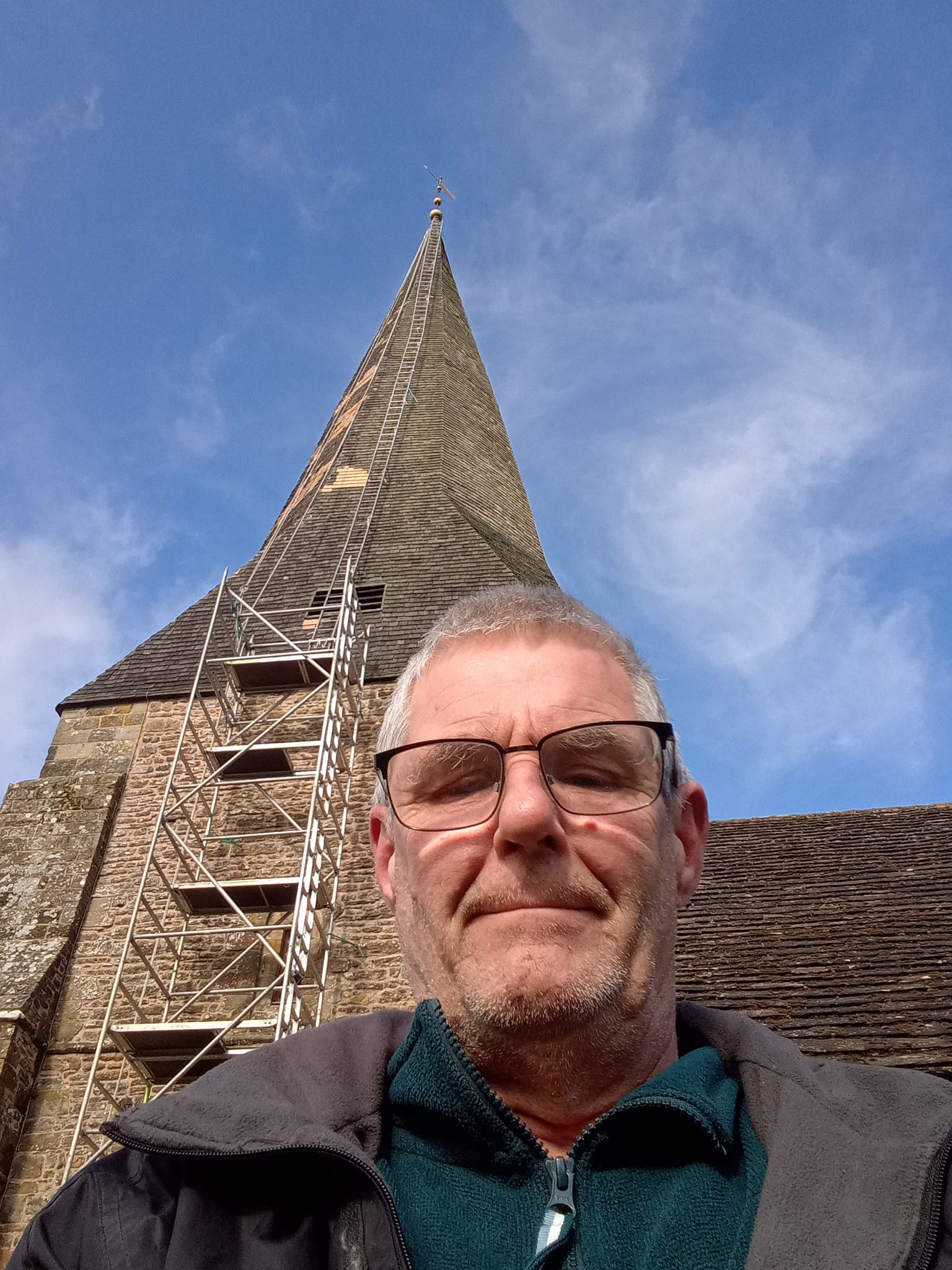 Stuart at St Mary's spire